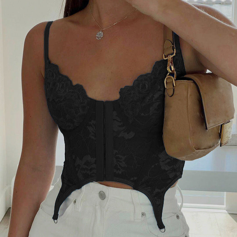 Basic Coquette Lace Crop Top Camis