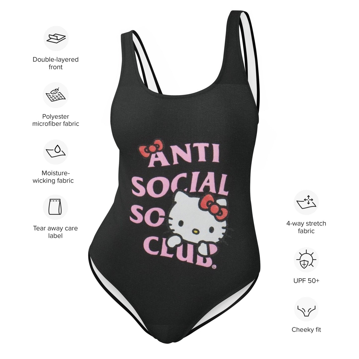 Anti-Social Kitty One-Piece Swimsuit